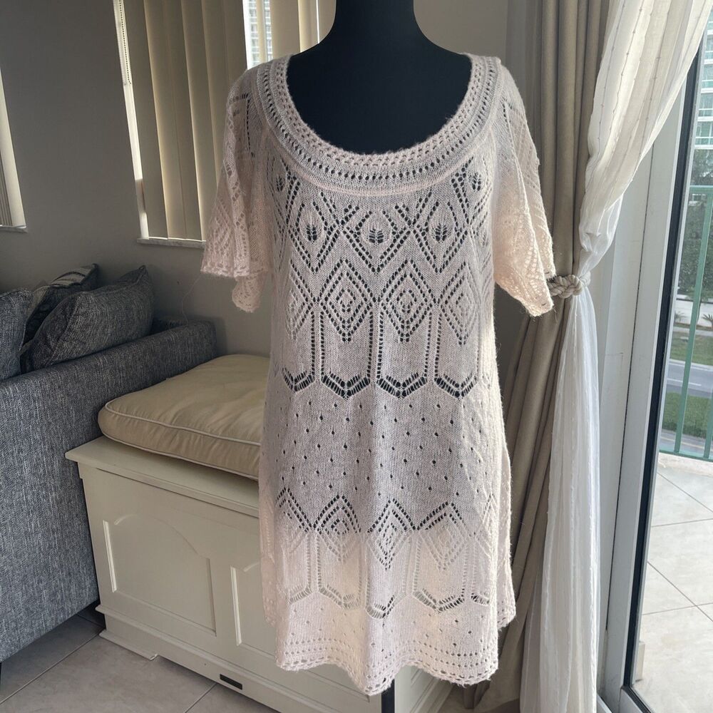 H&M Pink Pointelle Knit Dress cover Up M